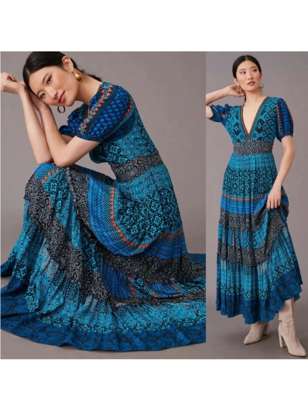 Bhanuni Marian Maxi Dress Anthropologie Boho Festival Embroidered Beaded Event